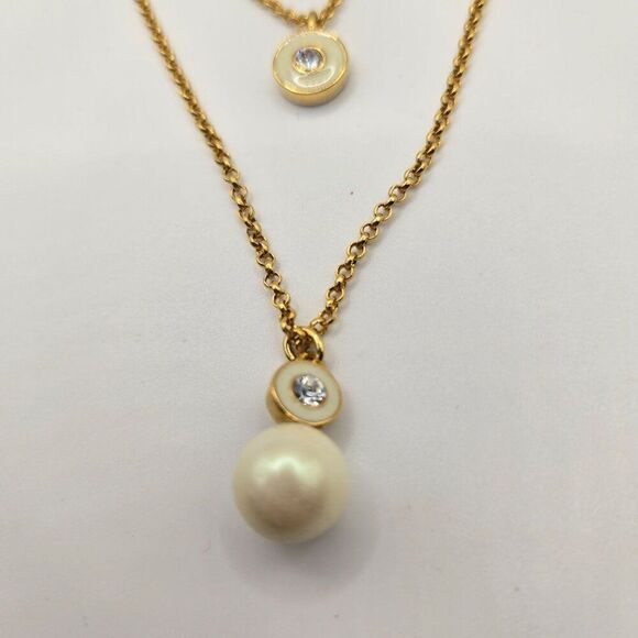 Kate Spade Pearly Delight Strand Pendant Necklace OORU1447 Cream Gold Tone - Picture 4 of 5